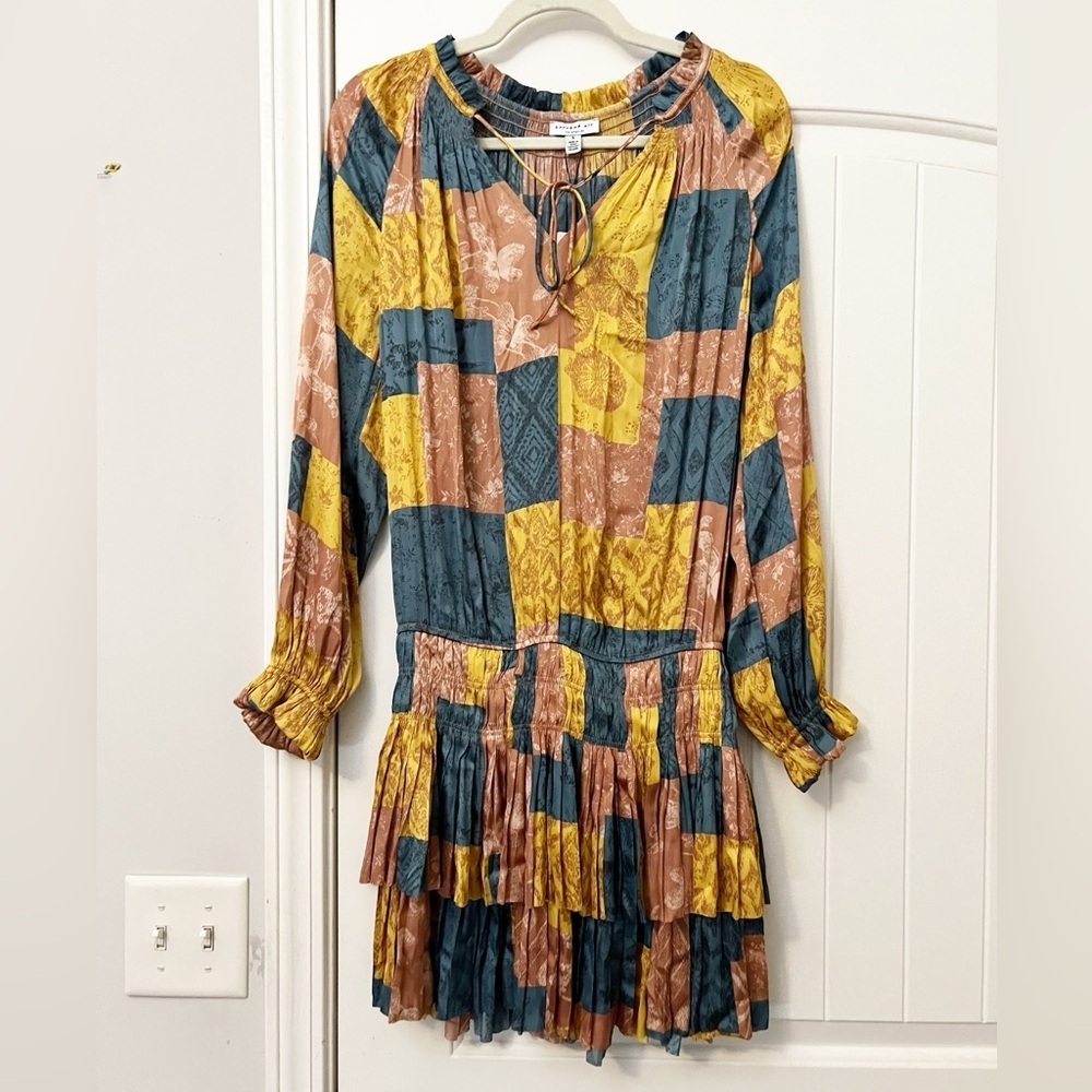 Current Air Patchwork Mini Dress - Blue, Yellow, … - image 4